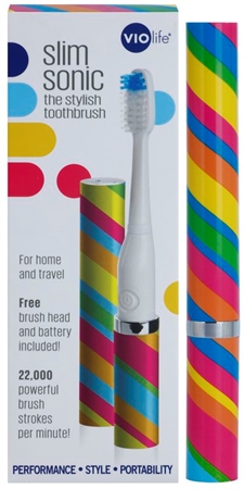 Violife Slim Sonic Carnival Battery-Powered Sonic Toothbrush with Replacement Head