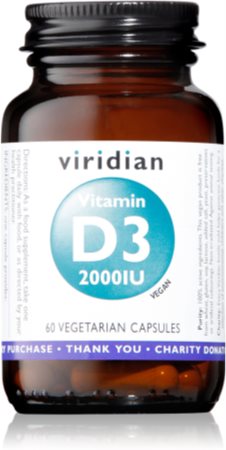 Viridian Nutrition Vitamin D3 2000IU kapsułki na wsparcie czynności układu nerwowego