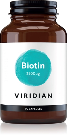 Viridian Nutrition Biotin 2500 ug kapsle pro vlasy, nehty a pokožku