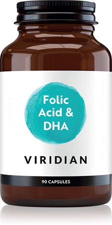 Viridian Nutrition Folic Acid with DHA kapsle pro ženy těhotné, kojící nebo plánující těhotenství