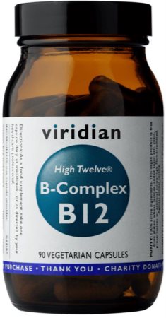 Viridian Nutrition High Twelve® B-Complex B12 kapsle pro normální činnost nervové soustavy a krásnou pleť
