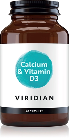 Viridian Nutrition Calcium & Vitamin D3 kapsle pro normální funkci imunitního systému, stav kostí, zubů a činnost svalů