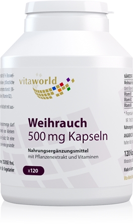 Vita World Weihrauch 500 mg Kapseln zur Förderung des physischen und psychischen Gleichgewichts