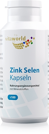 Vita World Zink + Selen Kapseln um den gesunden Zustand von Haaren, Haut und Schleimhäuten aufrechtzuerhalten