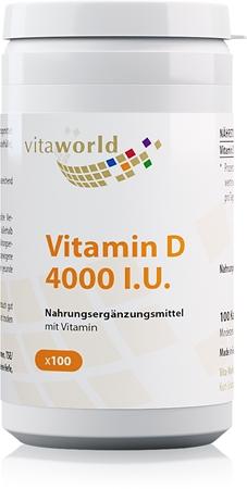 Vita World Vitamin D3 4000 IU Tabletten zur Förderung der Aufnahme von Calcium und Phosphor