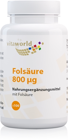 Vita World Folsäure 800 mcg Tabletten für Frauen mit Kinderwunsch