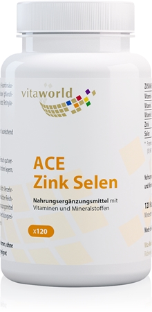 Vita World ACE Zinc + Selen Kapseln zur Unterstützung des Immunsystems, schöne Haare und Haut