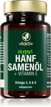 Vitactiv Hanfsamenöl + Vitamin E Kapseln mit Hanföl