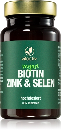 Vitactiv Biotin Zink & Selen Tabletten für schöne Haare, Haut und Nägel