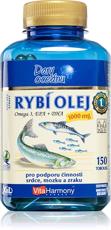 VitaHarmony Rybí olej Omega 3 1000mg XXL tobolky pro podporu zdraví zraku