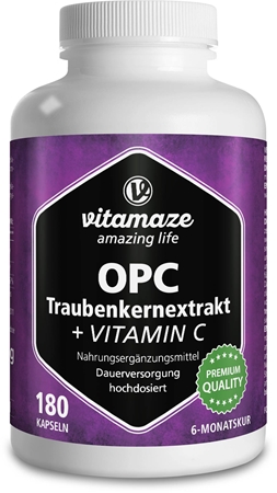 Vitamaze OPC Grape Seed Extract High Dosage + Vitamin C Antiossidante naturale