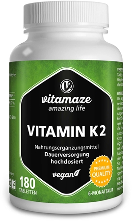 Vitamaze Vitamin K2 200 µg hochdosiert Nahrungsergänzungsmittel für Ihr Wohlbefinden
