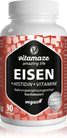Vitamaze Iron 20 mg + Histidine + Vitamins capsules pour favoriser la formation des cellules sanguines