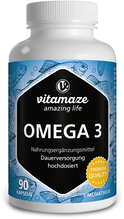 Vitamaze Omega 3 1.000 mg hochdosiert Kapseln für eine normale Herz- und Hirnfunktion