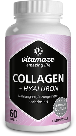Vitamaze Collagen 300 mg + Hyaluronic Acid 100 mg hochdosiert Kapseln mit Kollagen