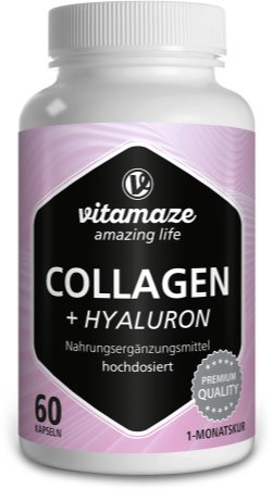 Vitamaze Kollagen 300 mg + Hyaluronsäure 100 mg hochdosiert Kapseln mit Kollagen