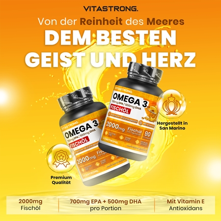 VITASTRONG Omega 3 Kapseln für die normale Funktion des Herz-Kreislauf-Systems