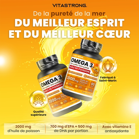 VITASTRONG Omega 3 capsules pour le bon fonctionnement du système cardiovasculaire