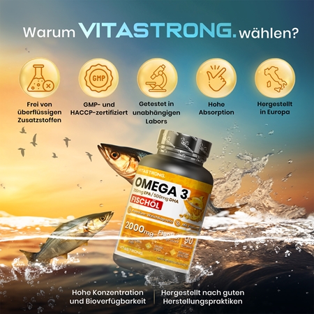 VITASTRONG Omega 3 Kapseln für die normale Funktion des Herz-Kreislauf-Systems
