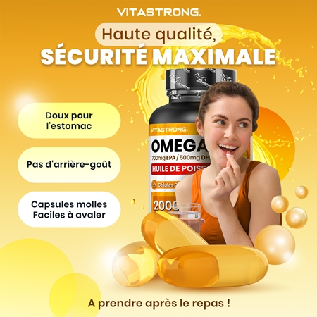 VITASTRONG Omega 3 capsules pour le bon fonctionnement du système cardiovasculaire