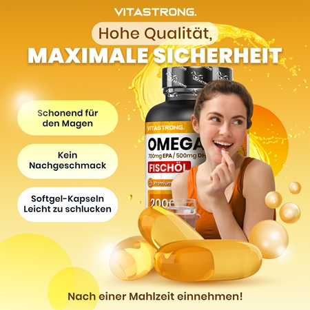 VITASTRONG Omega 3 Kapseln für die normale Funktion des Herz-Kreislauf-Systems