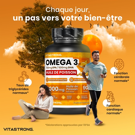 VITASTRONG Omega 3 capsules pour le bon fonctionnement du système cardiovasculaire