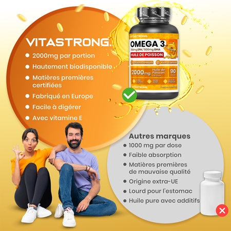 VITASTRONG Omega 3 capsules pour le bon fonctionnement du système cardiovasculaire