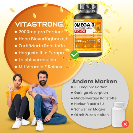 VITASTRONG Omega 3 Kapseln für die normale Funktion des Herz-Kreislauf-Systems