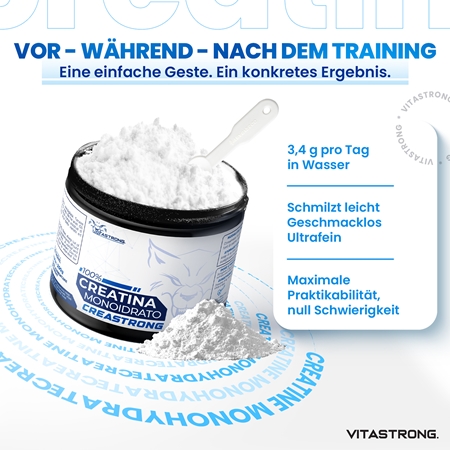 VITASTRONG Creatine Monohydrate Kreatin-Monohydrat in Pulverform