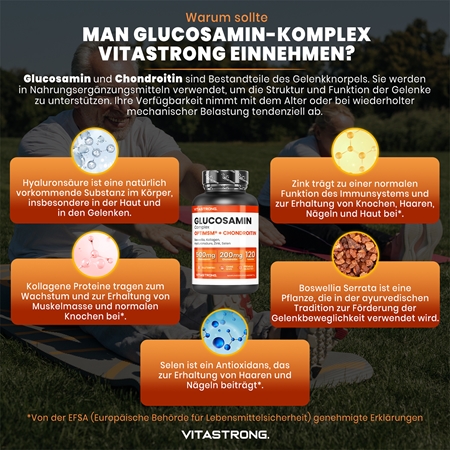 VITASTRONG Glukosamine Coplex Tabletten Nährstoffversorgung von Gelenken und Knorpeln