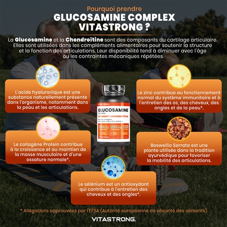 VITASTRONG Glukosamine Coplex pastilles pour assurer un complément alimentaire aux os et articulations
