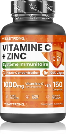 VITASTRONG Vitamin C + Zinc pastilles pour favoriser l’immunité, mais aussi la croissance et le développement optimal des os