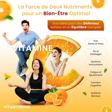 VITASTRONG Vitamin C + Zinc pastilles pour favoriser l’immunité, mais aussi la croissance et le développement optimal des os