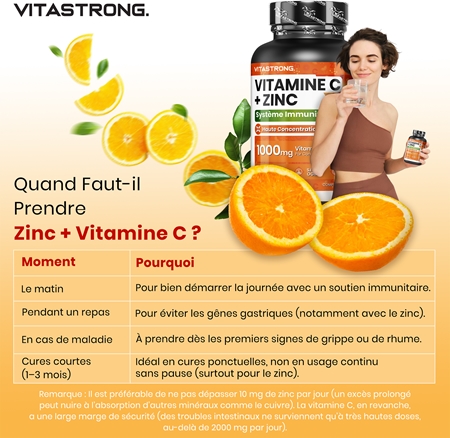 VITASTRONG Vitamin C + Zinc pastilles pour favoriser l’immunité, mais aussi la croissance et le développement optimal des os