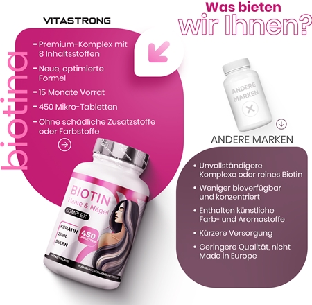 VITASTRONG Biotin Complex Tabletten für Haare, Nägel und Haut