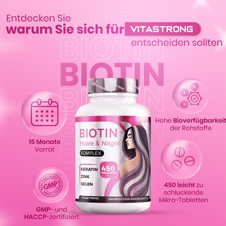 VITASTRONG Biotin Complex Tabletten für Haare, Nägel und Haut