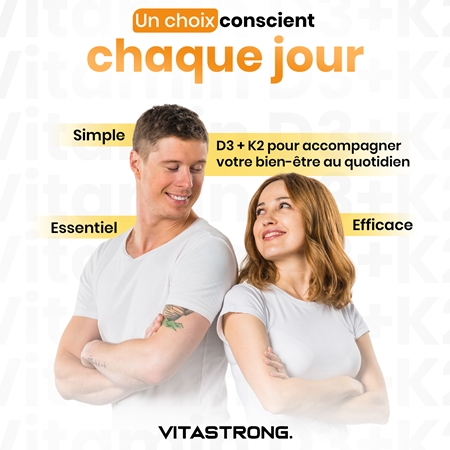 VITASTRONG Vitamin D3 + K2 pastilles pour la bonne santé du système immunitaire, des os et des dents et le bon fonctionnement des muscles