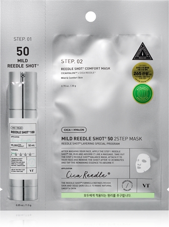 VT Cosmetic Reedle Shot 50 2-Step Mask intensyvaus poveikio atkuriamoji kaukė dviejų fazių odos gydymui