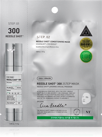 VT Cosmetic Reedle Shot 300 2-Step Mask intensyvaus poveikio atkuriamoji kaukė dviejų fazių odos gydymui