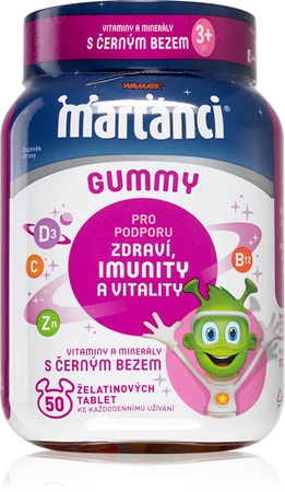 MARŤÁNCI Gummy Černý bez želatinové tablety pro podporu imunitního systému