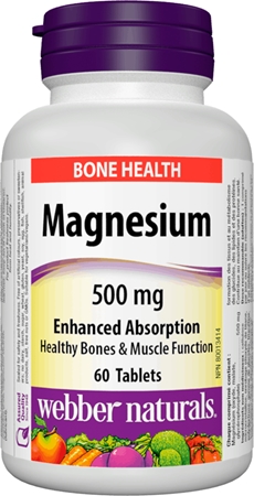 Webber Naturals Magnesium 500 mg tablety pro podporu normální činnosti nervové soustavy, svalů, zubů a snížení míry únavy