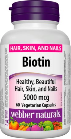 Webber Naturals Biotin 5000 mcg kapsle pro krásné vlasy, pleť a nehty