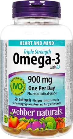 Webber Naturals Omega-3 with D3 900 mg podpora imunity