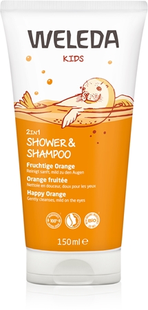Weleda Kids Šťastný pomeranč sprchový krém a šampon pro děti 2 v 1