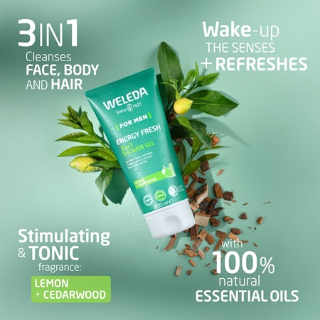 Weleda Energy Fresh 3in1 čistilni gel 3 v 1 za lase in telo