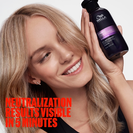 Wella Professionals Ultimate Color Blonde Shampoo σαμπουάν που εξουδετερώνει τους κίτρινους τόνους για ξανοιγμένα μαλλιά ή μαλλιά με ανταύγειες