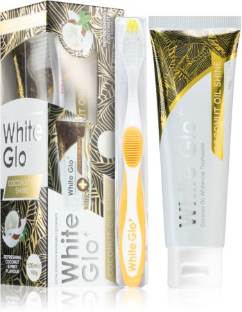 White Glo Coconut Oil Shine dentifricio sbiancante con spazzolino