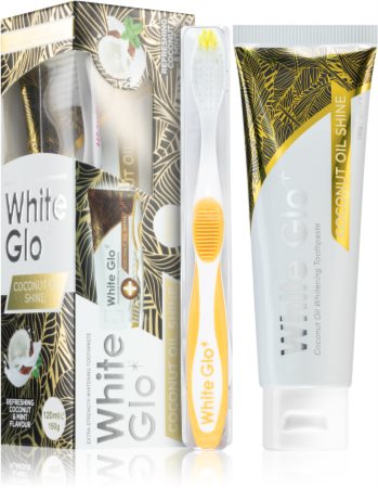 White Glo Coconut Oil Shine fehérítő fogkrém kefével