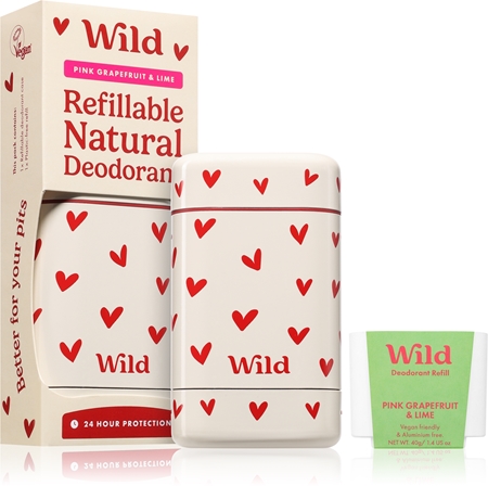 Wild Pink Grapefruit & Lime Heart Case tuhý deodorant s pouzdrem