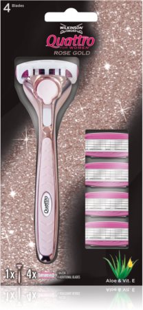 Wilkinson Sword Quattro for Women Rose Gold Ladyshaver  + Ekstra blade 4 stk